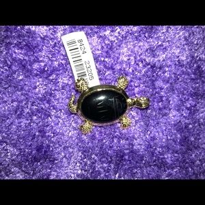 Black scarab turtle lapel pin